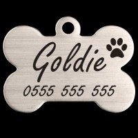 Bone Premium Brushed Style Stainless Steel Engraved 37mm Pet Dog ID Tag
