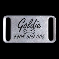 Silent Slider Collar Stainless Steel Engraved Pet Dog ID Tag - Two Sizes