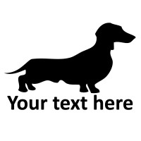 Dachshund Silhouette Vinyl Sticker with Custom Text