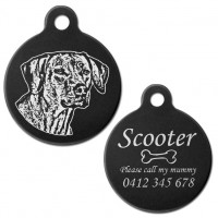 Rhodesian Ridgeback Black Engraved 31mm Large Round Pet Dog ID Tag