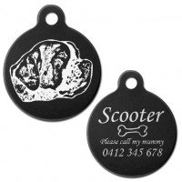 St Bernard Black Engraved 31mm Large Round Pet Dog ID Tag