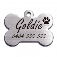 Bone Premium Brushed Style Stainless Steel Engraved 37mm Pet Dog ID Tag